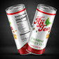 Two cans of Aji Tea Jasmine Green Tea Honey Iced Tea, showing front label and nutrition facts side by side on black background